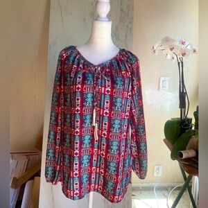 Cato Women’s Size Small Boho Style Blouse Tassel Tie Detail